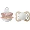 BUZZ ITALIA Srl BIBS CIUCCIO GLOW SUPREME SIMMETRICO SILICONE ROSA CIPRIA/VANIGLIA SIZE 1 BOX 2 PEZZI