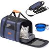 Morpilot Trasportino per gatti, approvato dalle compagnie aeree, borsa portatile per cani, piccola gabbia da viaggio traspirante con tracolla regolabile e ciotola