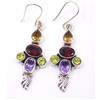 6.40 GM 925 Argento Sterling Naturale Multigemstone Mano Orecchino Misura 4.4cm