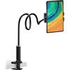 Santiaoniu Supporto per tablet a collo di cigno, supporto per tablet - braccio flessibile regolabile sul letto per iPad/cellulare/iPad Air, iPhone e altri dispositivi da 4,7-11 pollici (nero)