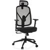 HJH Office sedia da ufficio ergonomica RALOO ECO sedia girevole in rete con supporto lombare e per la testa regolabile, sedile imbottito, nero