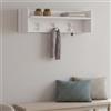 Dmora - Mobile da ingresso Narciso, Mobile appendiabiti con 3 ganci, Mensola portaoggetti da ingresso, 100% Made in Italy, 90x29h34 cm, Bianco