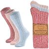 Wonky Line Calzini Donna Lana Invernali Termici Confezione 3 Paia Calze Spesse Morbide Calde Traspiranti Casa Montagna Escursioni Trekking Sport Outdoor Inverno - Rosa-Blu-Fushia - 39-42