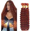 Hxxcoup 30 30 30 Zoll Deep Wave Bulk Braiding capelli umani Bundles Unprocessed #33 Reddish Brown Human Hair Extensions For Boho Braids No Weft Curly Braiding Hair 50g/bundle Total 150g