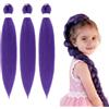 HTTDSLF Pre Stretched Braiding Hair Extension per Treccine, 30 Extension Treccine, Fibra Sintetica Capelli per Treccine, Capellis Finti Trecces Parrucca Festa Halloween Costume Cosplay (3, Viola)