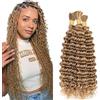 Hxxcoup Deep Wave Bulk Braiding capelli umani Bundles Unprocessed #27 Honey Blonde Human Hair Extensions For Boho Braids No Weft Curly Braiding Hair 50g/bundle Total 150g 14 14 14 Zoll
