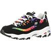 Skechers D'lites Summer Fiesta, Sneaker Donna, Nero Trubuck Multi Mesh Bianco Trim, 37 EU