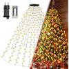 Ollny Ghirlanda luminosa per albero di Natale, 2,5 m, 300 LED, 12 fili, con timer ad anello, 8 modalità, impermeabile, per alberi da 150 cm, 180 cm e 240 cm