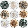 EASY JOY Decorazione di Natale in carta a ventaglio, marrone bianco e verde, decorazione appesa per Natale, 9 pezzi, decorazione per Capodanno, festa, matrimonio, decorazione per albero di Natale