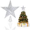 HONGECB YEAP Stella per Cima Dell'Albero di Natale - Puntale Metallico Scintillante a Forma di Stella, Decorazione per Casa, Festival, Capodanno - 20 cm, Argento