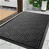 Yimobra Zerbino per esterni, zerbino per ingresso resistente e di lunga durata per esterni, facile da pulire, idrorepellente, 90 x 60 cm, nero