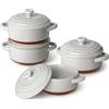 MALACASA Mini Cocotte 440 ml - Set di 4 Casseruole in Porcellana con Coperchio e Manico, Ideali per Lasagne Monoporzione, Soufflé, Zuppe, Adatte a Forno, Microonde e Lavastoviglie, Serie TARA.BAKE
