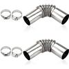 MHYMX Connettori Angolari per Tubo di Scarico, 2 Pezzi Connettore di Scarico di Uscita 25 mm Tubo del Riscaldatore da Parcheggio Accessori con 4 Clip In Acciaio Inox per Tubo di Scarico Diesel