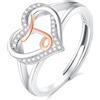 INFUSEU Anello Iniziali, Argento Sterling 925 Cuore J Lettera Anelli Aperti Cuore Forma Nome Iniziale Alfabeto Dalla A-z Gioielli Personalizzati Regolabili Alfabetici Regali per Donne Ragazze
