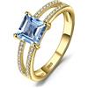 JewelryPalace anello Solitario Argento con Naturale Topazio Blu, Anelli Donna in Argento 925 con Pietra Azzurra a Taglio Principessa