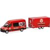 Herpa modellino Mercedes-Benz Sprinter 18 minibus tetto alto con rimorchio tandem Colonia, miniatura in scala 1:87, pezzo da collezione, Made in Germany, modello in plastica