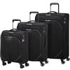 American Tourister Poproll - Set di 3 valigie morbide (Bagaglio a mano, Media, Grande), Leggero - Nero (Black)