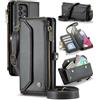 UFinetech Custodia Portafoglio per Samsung Galaxy A53, Protezione RFID in Pelle PU, 10 Slot Carte, Custodia Multifunzione Galaxy A53 5G Tasca Zippata, Tracolla Regolabile Rimovibile e Antiurto, Nero