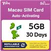 TSIM SIM Macao | Piano Super Economy Ricaricabile 5GB! Attivazione automatica, validità 30 giorni | Velocità 5G + Hotspot | Solo Dati Nessun Numero di Telefono
