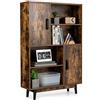 COSTWAY Libreria in legno, con 2 ante e 4 mensole aperte, libreria in legno, per studio, soggiorno, 80 x 24 x 120 cm (caffè)