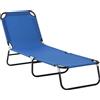 Outsunny Lettino da Giardino con Schienale Regolabile in 5 Posizioni, in Acciaio e Tessuto Oxford, 188x56x28 cm, Blu|Aosom