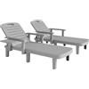 Outsunny Set 2 Sdraio da Giardino Regolabili con Tavolino e Braccioli, in Polipropilene, 79x158x88 cm, Grigio Chiaro