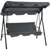 Outsunny Dondolo da Giardino 3 Posti con Tettuccio Regolabile e Cuscini in Poliestere e Acciaio Antiruggine, 172x110x153 cm, Grigio | Aosom Italy