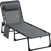 Outsunny Sdraio da Giardino Pieghevole con Schienale Reclinabile su 5 Posizioni e Cuscino, 185x58x30cm, Grigio | Aosom Italy