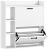 HOMCOM Scarpiera Slim con 2 Cassetti Ribaltabili e 3 Vani Aperti, Capacità 15 Scarpe, 83x24x90.5 cm, Bianco | Aosom Italy