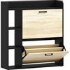 HOMCOM Scarpiera Slim con 2 Cassetti Ribaltabili e 3 Vani Aperti, Capacità 15 Scarpe, 83x24x90.5 cm, Nero | Aosom Italy