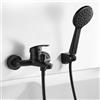 Coleniny Rubinetto per Vasca da Bagno Nero Esterno per 2 Utenze, Rubinetto Miscelatore per Vasca da Bagno con Doccetta, con Flessibile Doccia in Acciaio Inox da 1,5 m, a Parete