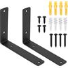 McBlast 2 Pz Staffe per Mensole Pesanti, Reggimensola Carichi Pesanti, Reggi Mensola da Muro L, Reggimensole da Muro Garage, Reggi Mensole da Muros Cucina Bagno Pannello in Legno (Nero, 200 x 150 mm)