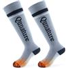 Qunature Calze da Sci Bambini in Lana Merino, Calze Caldi Ragazzi Invernali, Calze Neve a Compressione, Calzini al Ginocchio, Adatto per Neve Sci Snowboard Escursionismo, 1 Paio, Taglia 25-36