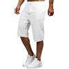 YAOBAOLE Pantaloncini & Bermuda Uomo 3/4 Pantaloni lunghi da Uomo Estate Cotone Lino Pantaloncini Vita Elastica, bianco, M