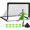 MIAOKE 2 porte da calcio da 1,2 x 0,9 m per cortile, attrezzatura portatile da allenamento con palla 10 coni da calcio, borsa per il trasporto, rete pratica per giochi giovanili, sport, blu