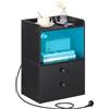 HOOBRO Comodino con Striscia LED, Tavolino con Stazione di Ricarica, 2 Cassetti, Portaoggetti con Luce Regolabile, per Camera da Letto, Soggiorno, Stile Moderno, Nero EBK28CDBZ01