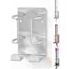 Bowyune Supporto per Dyson Airwrap, Porta Piastra in Acciaio Inossidabile Senza Forare, Supporto da Parete per Dyson Airstraight con Gancio per Cavo, Installazione Adesiva o con Viti per Bagno