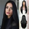 QUEENTAS Long Black Wigs for Women Straight Synthetic U Part Wig Ladies Womens Wigs for Party Cosplay Halloween Costume Anime (nero)