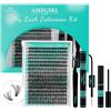 AMZGIRL LASH 320PCS Kit Ciglia Extension 40D DIY Kit Extension Ciglia Ciglia Finte Ciuffetti Extension Ciglia Nero Bond e Seal Glue Remover Pinzette(40D, kit 9-16 mm)