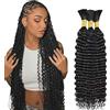 Hxxcoup 32 32 32 Inch Deep Wave Bulk Braiding capelli umani Bundles Unprocessed Natural Black Human Hair Extensions For Boho Braids No Weft Curly Braiding Hair 50g/bundle Total 150g