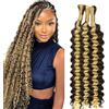 Hxxcoup 34 34 34 Zoll Deep Wave Bulk Braiding capelli umani Unprocessed P4/613 Highlight Blonde Human Hair Extensions For Boho Braids No Weft Curly Braiding Hair 50g/bundle Total 150g