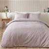 Catherine Lansfield Set copripiumino reversibile super king size in cotone spazzolato a righe con federe, rosa cipria