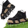 Griwuut Scarpe aeratore per prato, doppie cinghie sul collo del piede, resistenti, con punte, per aerazione efficace, misura universale, preassemblate, per prati, cortili, giardini, erba (nero)