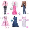 Carreuty 19 Vestiti per Bambole Compatibili con Bambole, Set Abito a Coda di Pesce, Set Gilet in Peluche, Set Giacche in Peluche, Abito a Pois, Abito con Fiocchi, Abito in Jeans, 2 Accessori, 7 Scarpe
