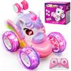 Jofuni Auto Telecomandata Unicorno Viola per Bambini 3-6 Anni, Giocattolo Elettrico con Luci LED e Ruote Rotanti a 360°, in Materiale ABS Sicuro, Regalo per Bambina