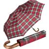 iX-brella - Ombrello da uomo XXL 121 cm con vero manico in legno e accensione automatica, Rosso a scacchi, 121 cm
