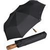 iX-brella - Ombrello da uomo XXL 121 cm con vero manico in legno e accensione automatica, Nero con manico, 121 cm