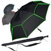 iX-brella 146 cm XXXL Ombrello da golf in fibra automatica doppio tetto con rivestimento di ventilazione, nero-verde, 146 cm
