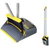 Jekayla Set Scopa e Paletta, Spazzatrice e Paletta Combinata con 137 CM Maniglia Estensibile per la Pulizia della casa, Giallo