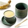 GOMETY Burriera francese, campana in ceramica con coperchio e coltello da burro, contenitore per burro raffreddato ad acqua con linea di galleggiamento, vaso per burro in porcellana, design vintage per burro